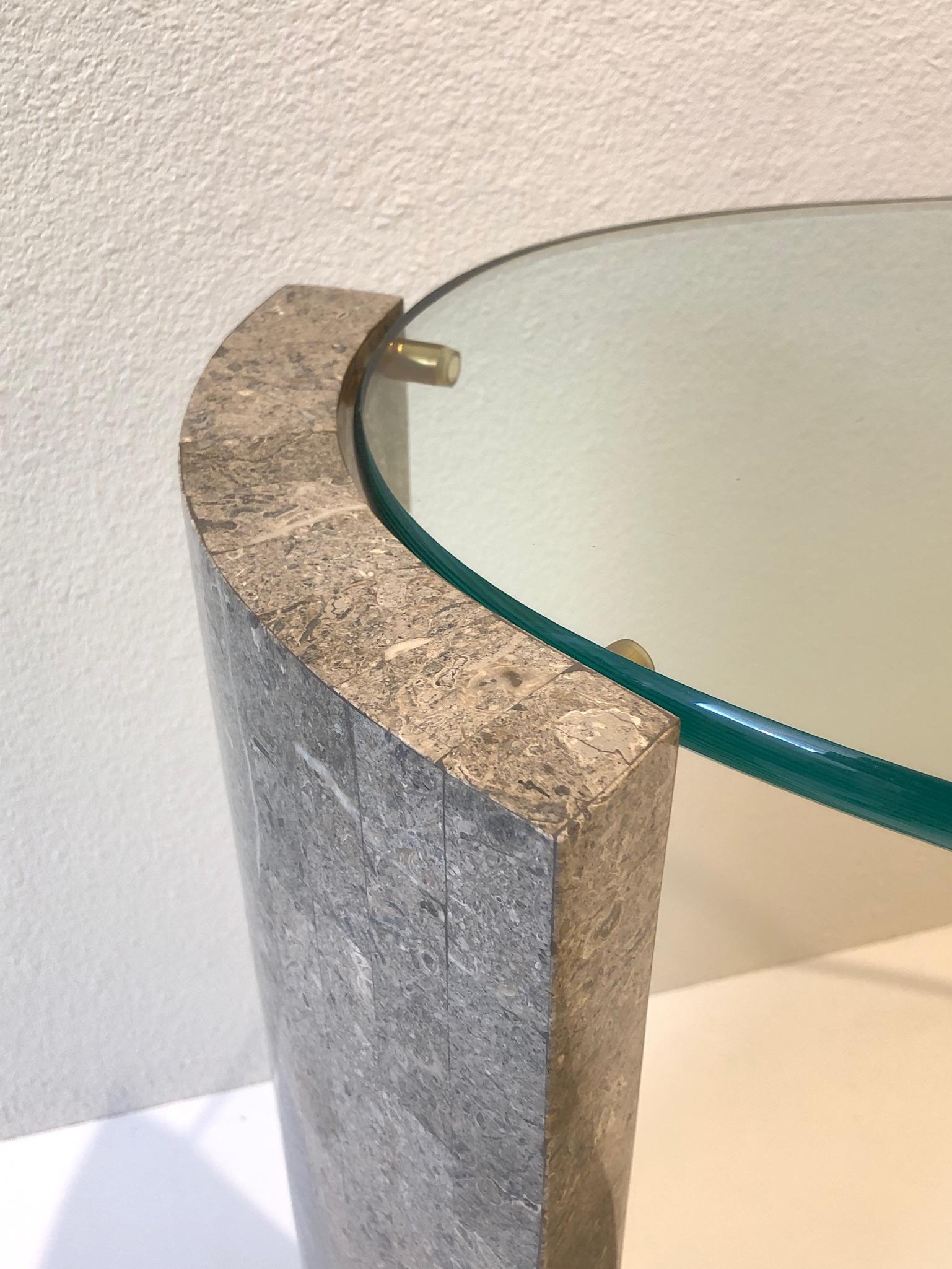 Late 20th Century Gray Marble and Glass Cocktail Table by Maitland Smith For Sale