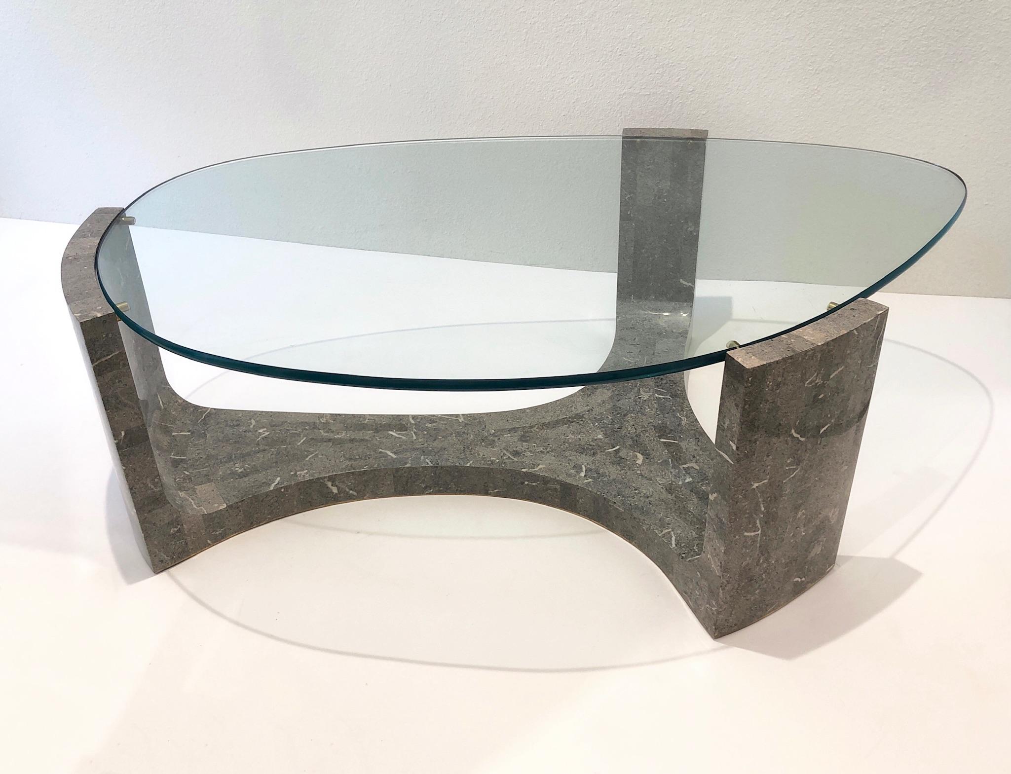 Gray Marble and Glass Cocktail Table by Maitland Smith For Sale 1