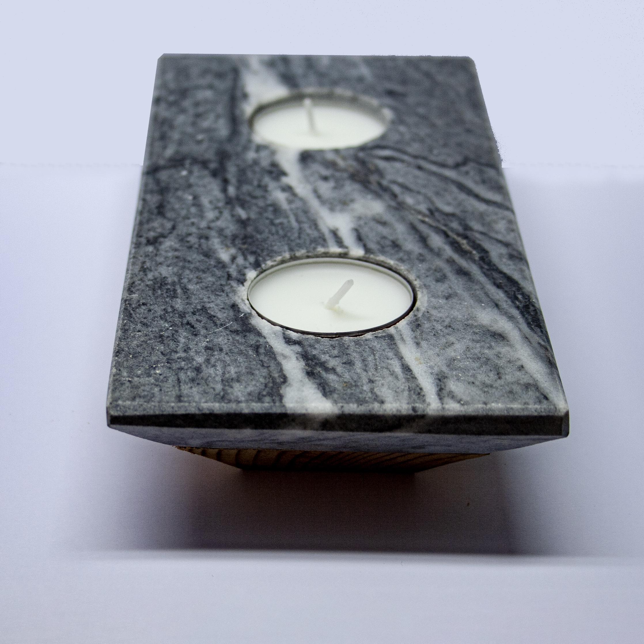 Gray Marble Candle Holder for Two Candles Special Gift Design Mother’s Day Gift For Sale 2