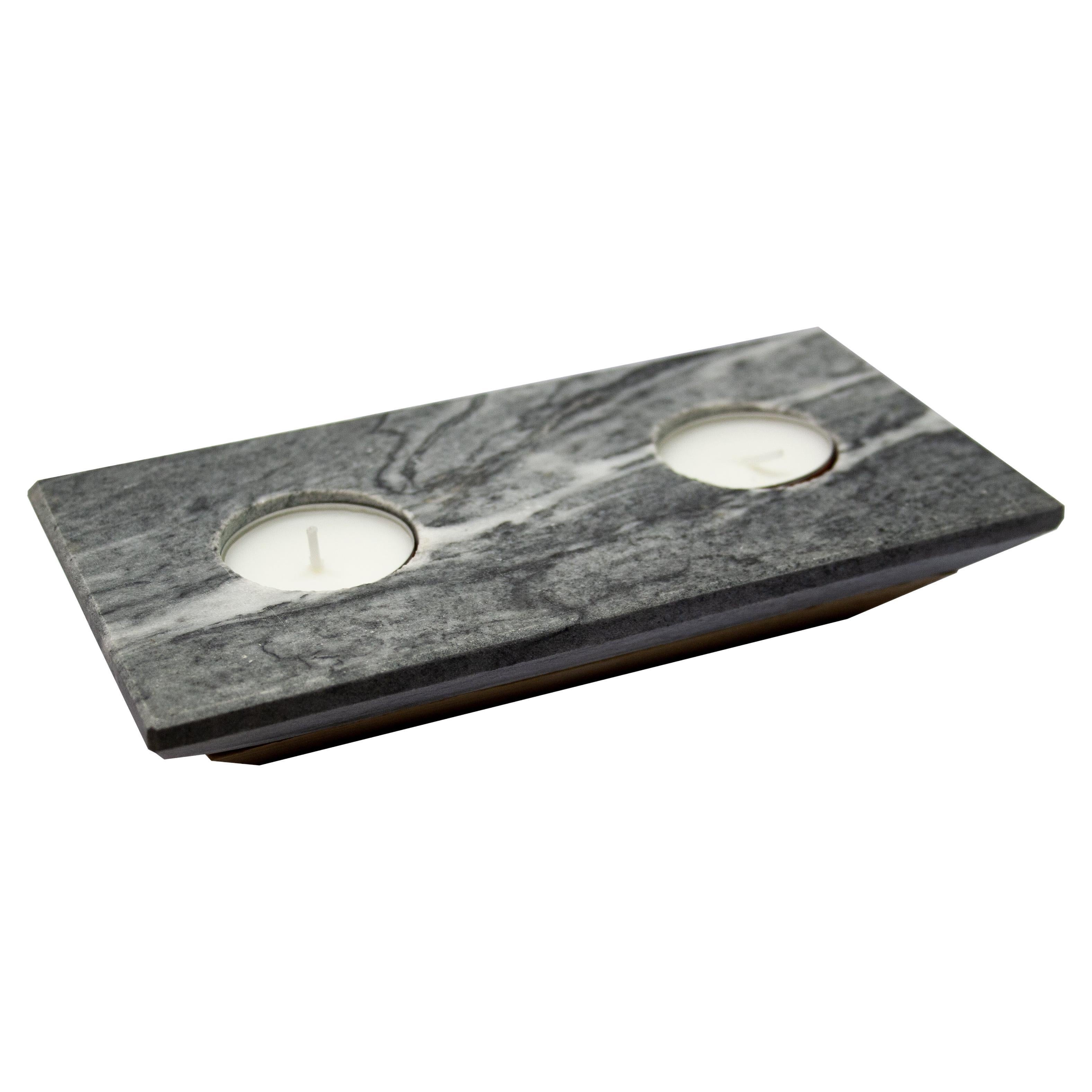 Gray Marble Candle Holder for Two Candles Special Gift Design Mother’s Day Gift