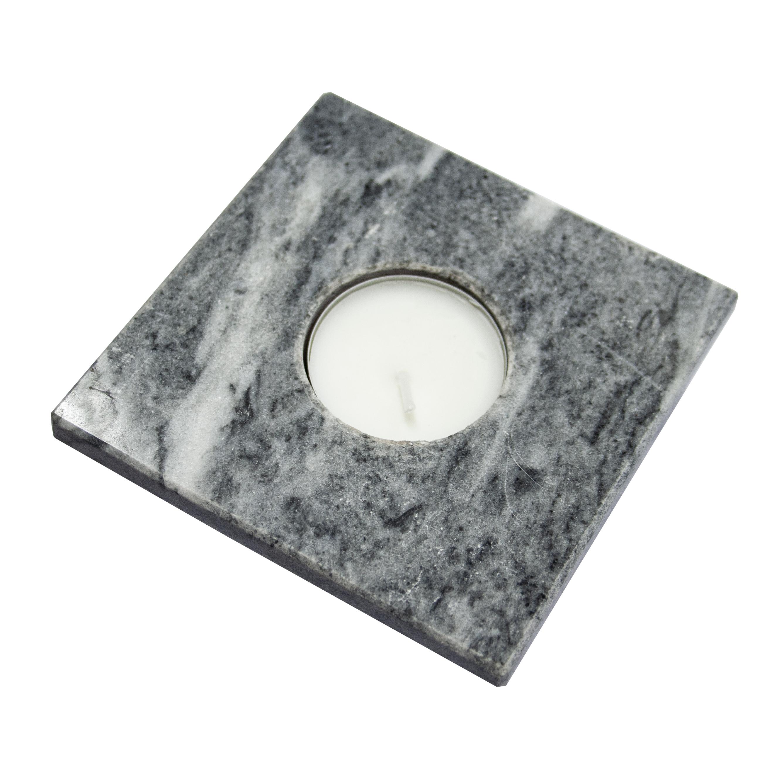 Gray Marble Candle Holder White Veined  Contemporary Design Mother’s Day Gift For Sale 3