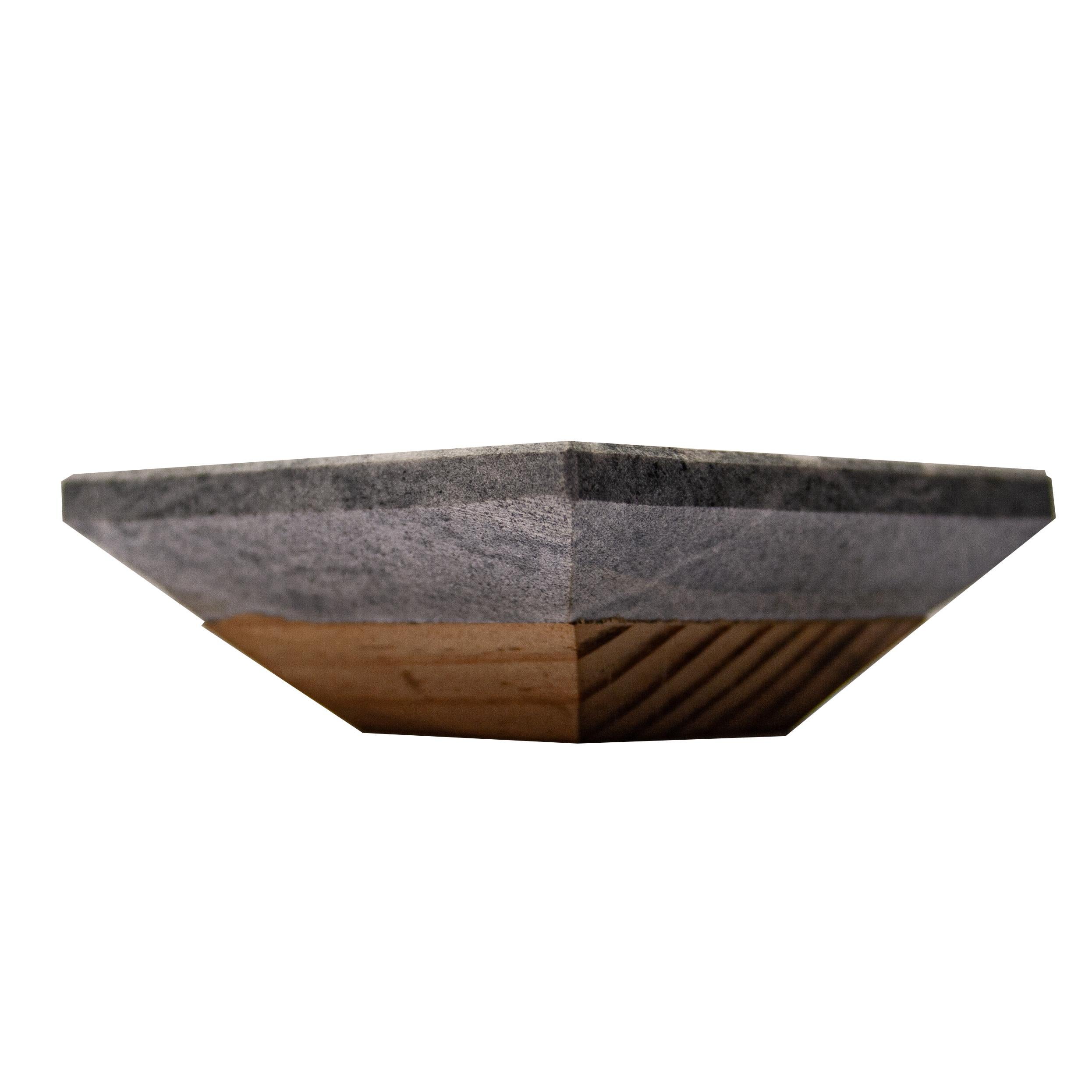 Gray Marble Candle Holder White Veined  Contemporary Design Mother’s Day Gift.
Its shape is square in its surface and pyramidal in height, in the center of the surface a circular indentation has a small candle embedded in the center.
This candle