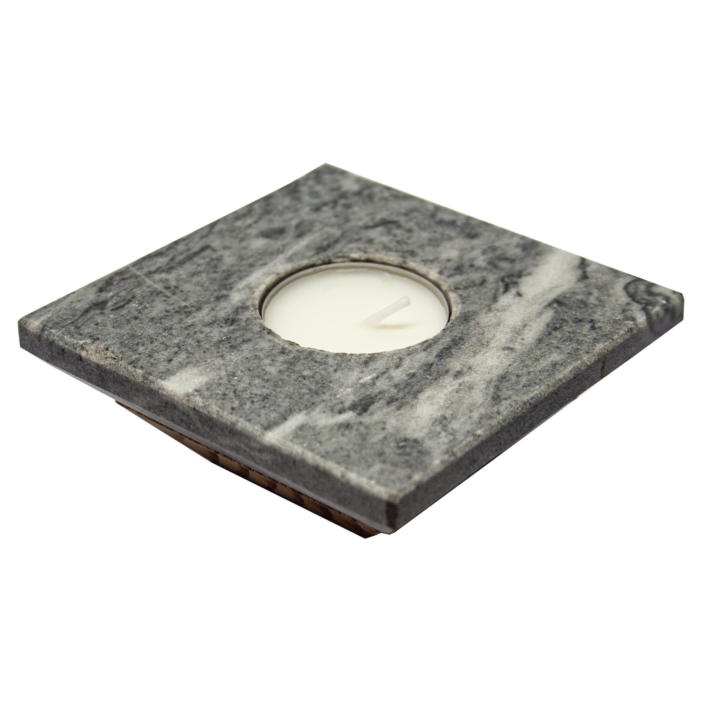 Gray Marble Candle Holder White Veined  Contemporary Design Mother’s Day Gift For Sale
