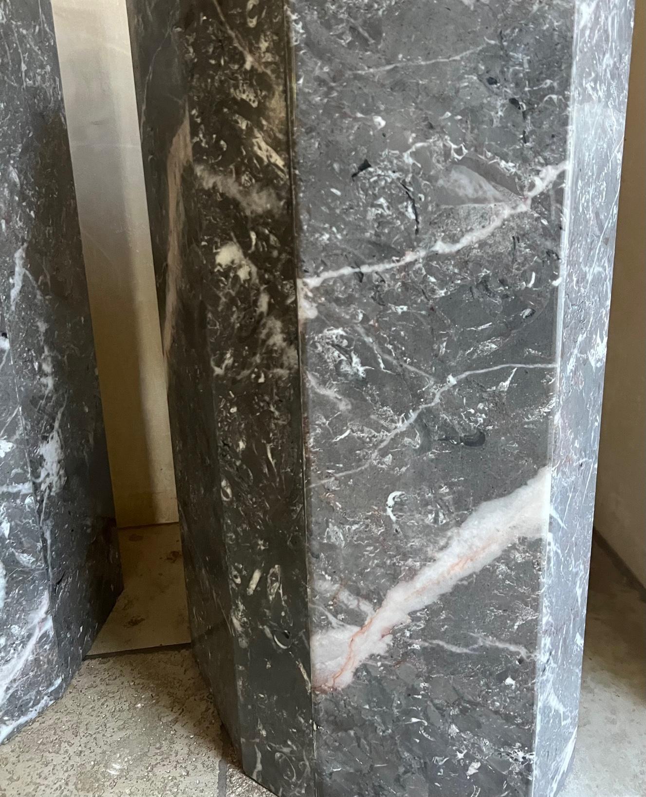 Gray Marble Columns- Set of 2 For Sale 6