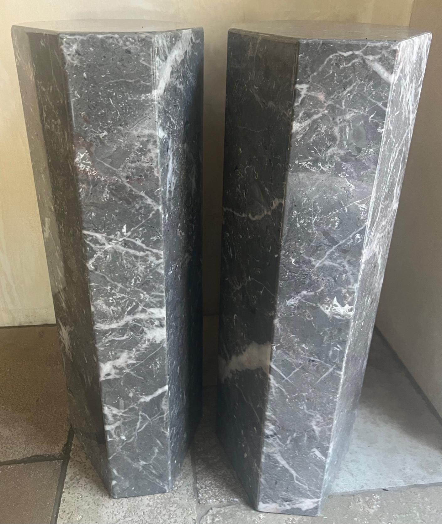 Gray Marble Columns- Set of 2 For Sale 1