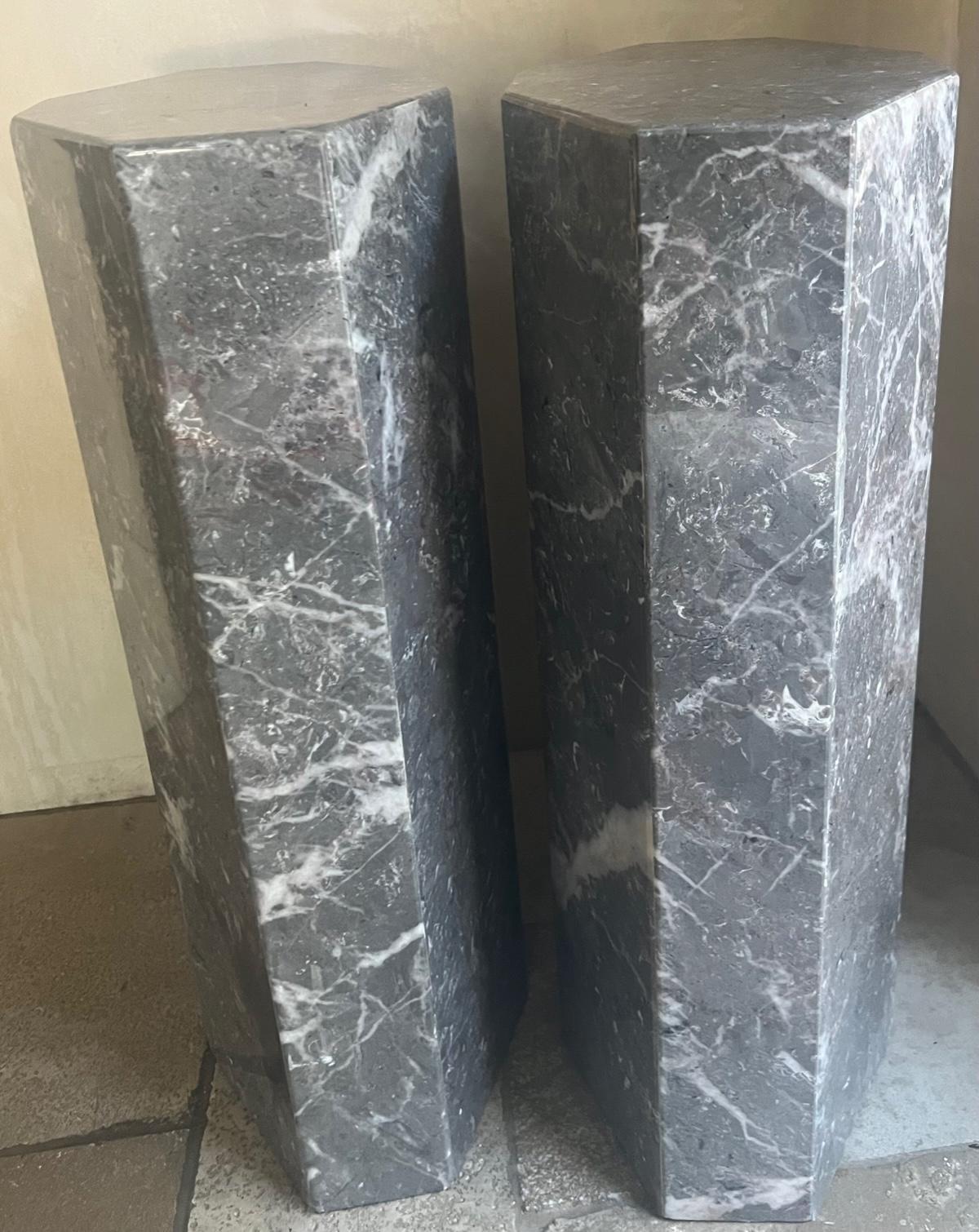 Gray Marble Columns- Set of 2 For Sale 2