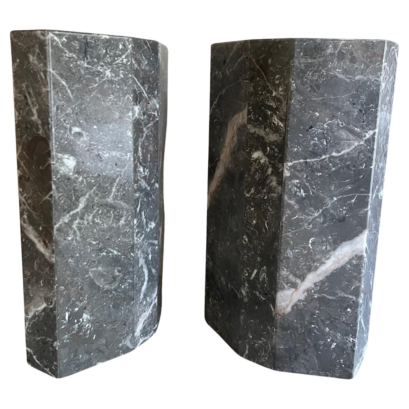 Gray Marble Columns- Set of 2 For Sale