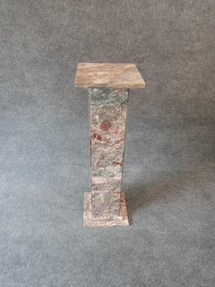 Gray & Red & White Marble, Postmodern Italian Pedestal Table