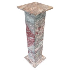 Gray & Red & White Marble, Postmodern Italian Pedestal Table