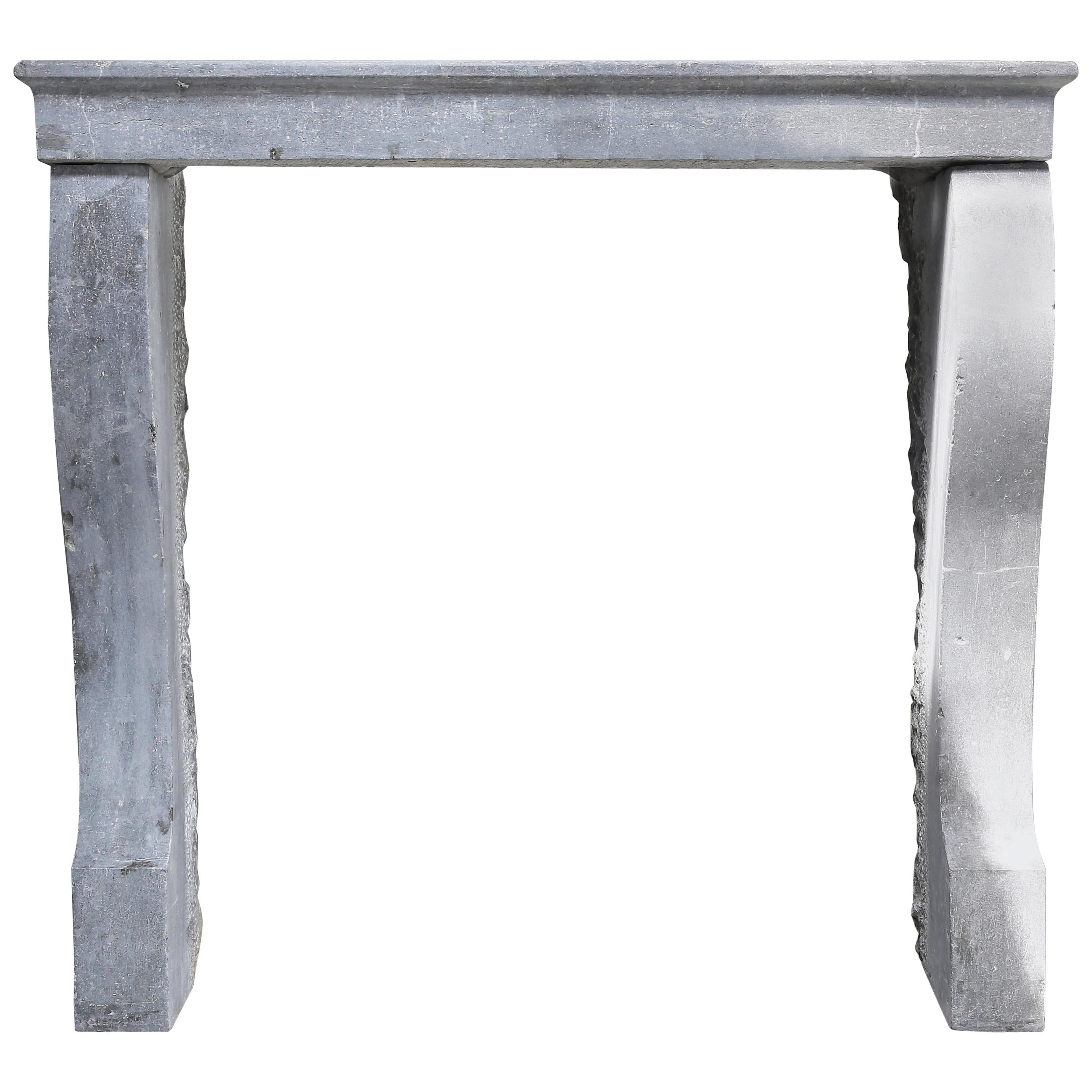 Gray Marble Stone Antique Fireplace, Style of Campagnarde