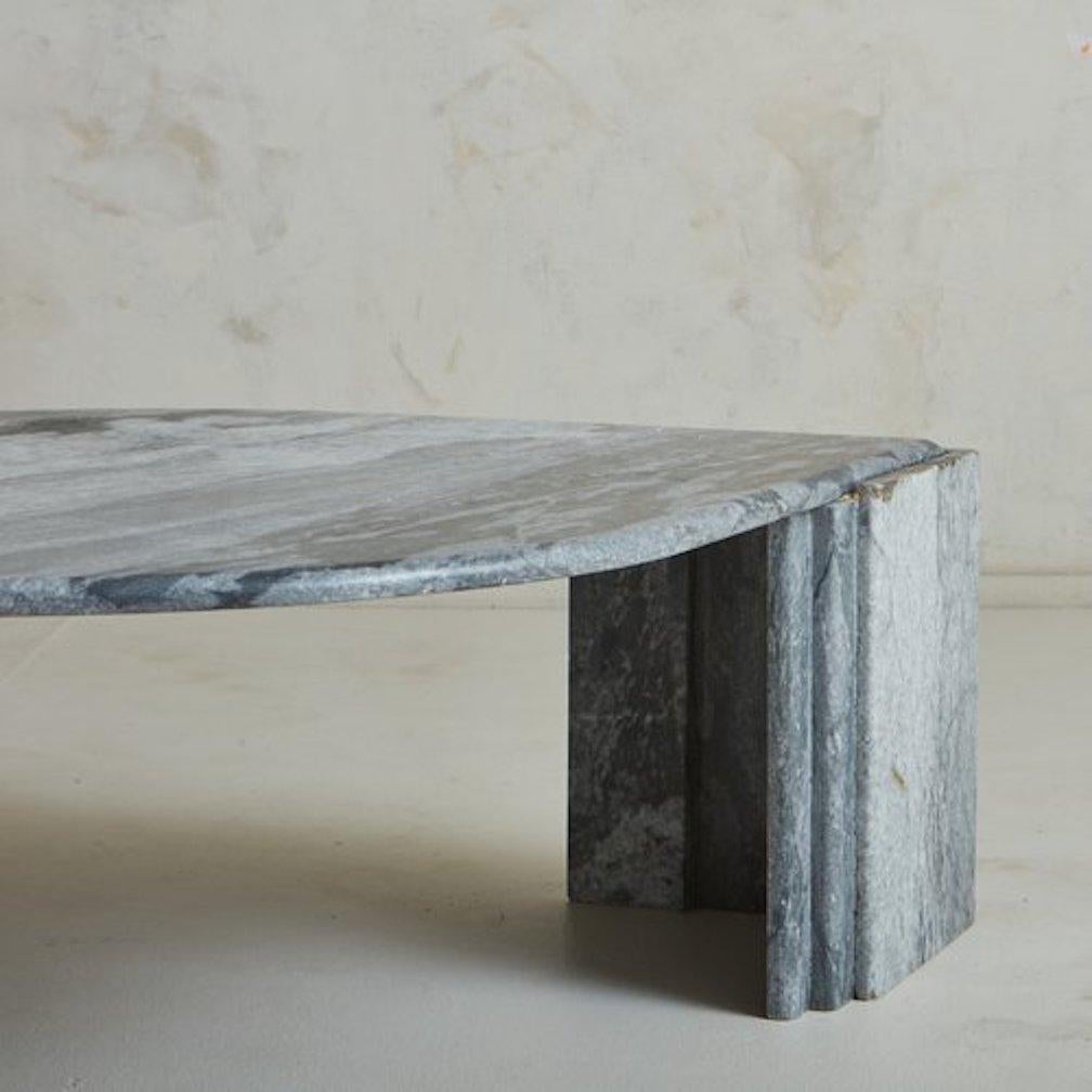 Gray Marble Teardrop Coffee Table by Roche Bobois, Italy 1970s 8