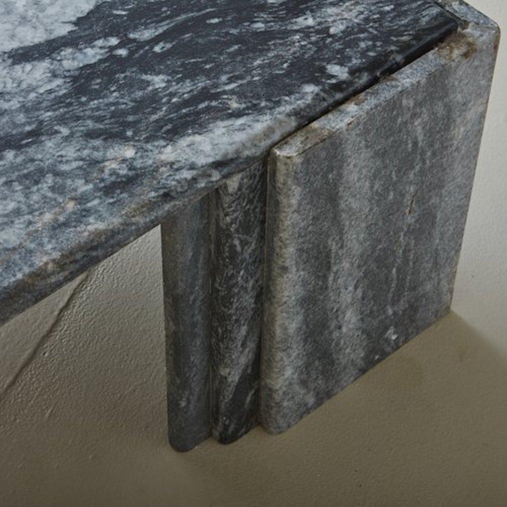 Gray Marble Teardrop Coffee Table by Roche Bobois, Italy 1970s 1