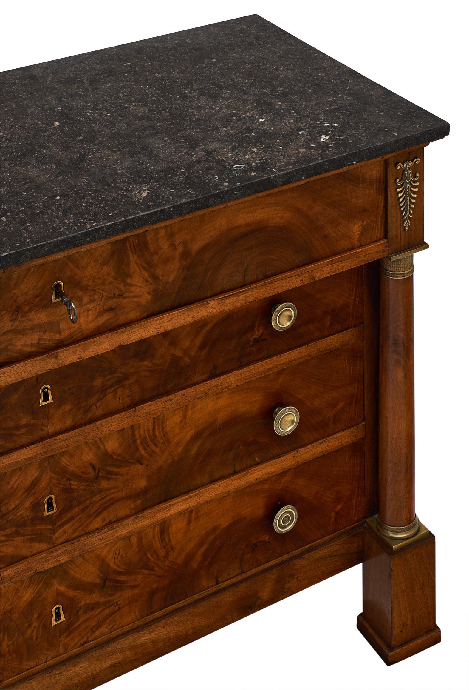 Late 19th Century Gray Marble Topped Empire Period Chest