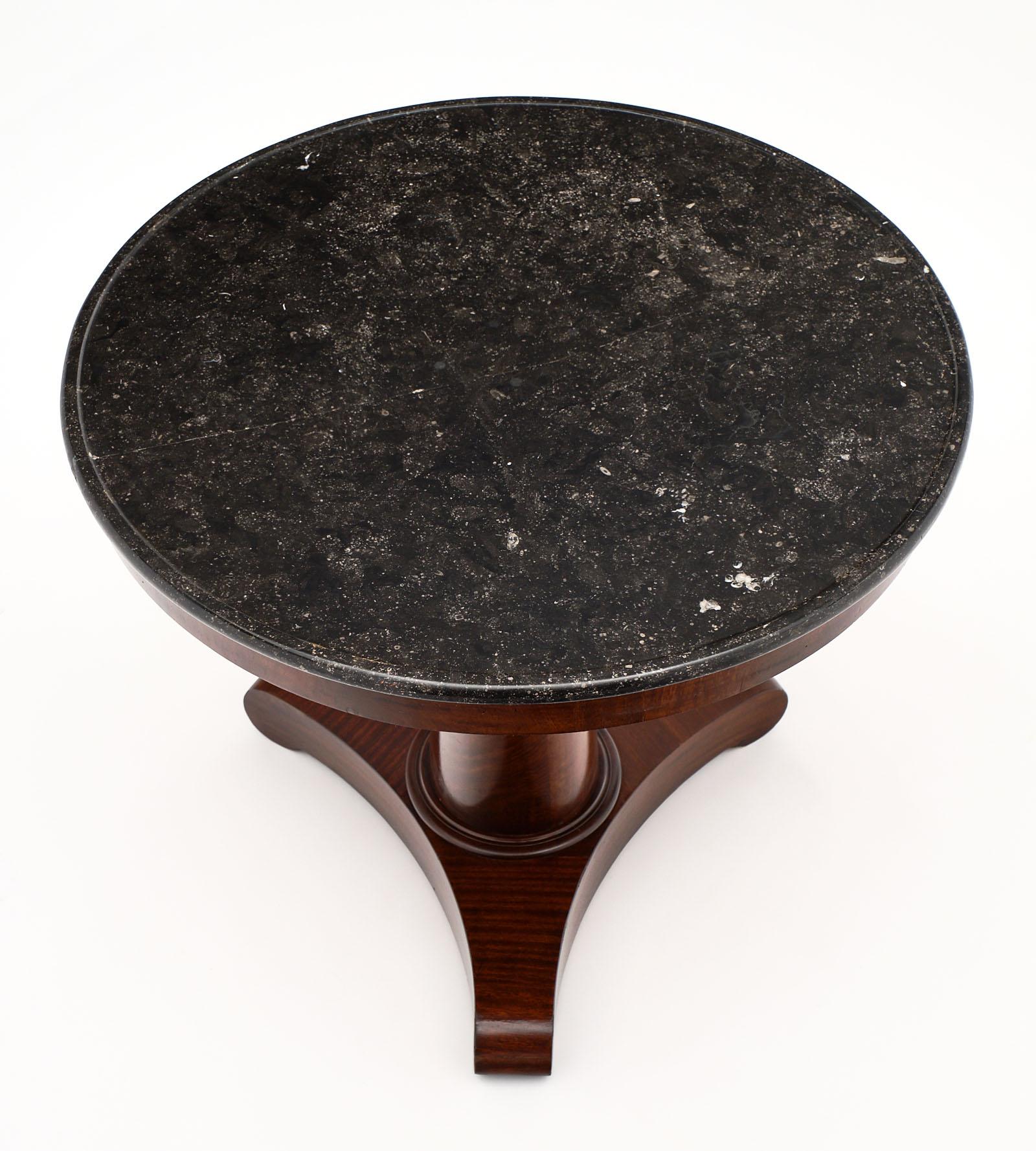 Belgian Black Marble Gray Marble Topped Empire Style Gueridon