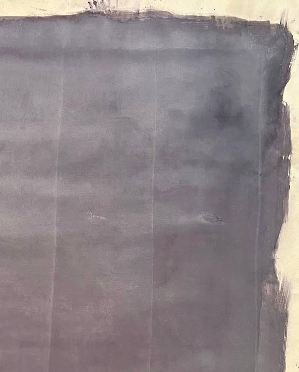 Swedish 'Gray Mauve' Original Abstract Pigments, Ink on Raw Canvas 50 x 42 in For Sale