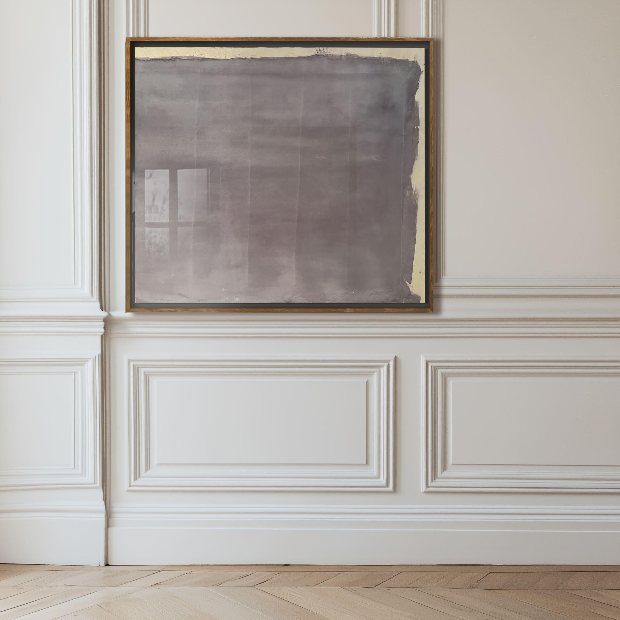 Dyed 'Gray Mauve' Original Abstract Pigments, Ink on Raw Canvas 50 x 42 in For Sale