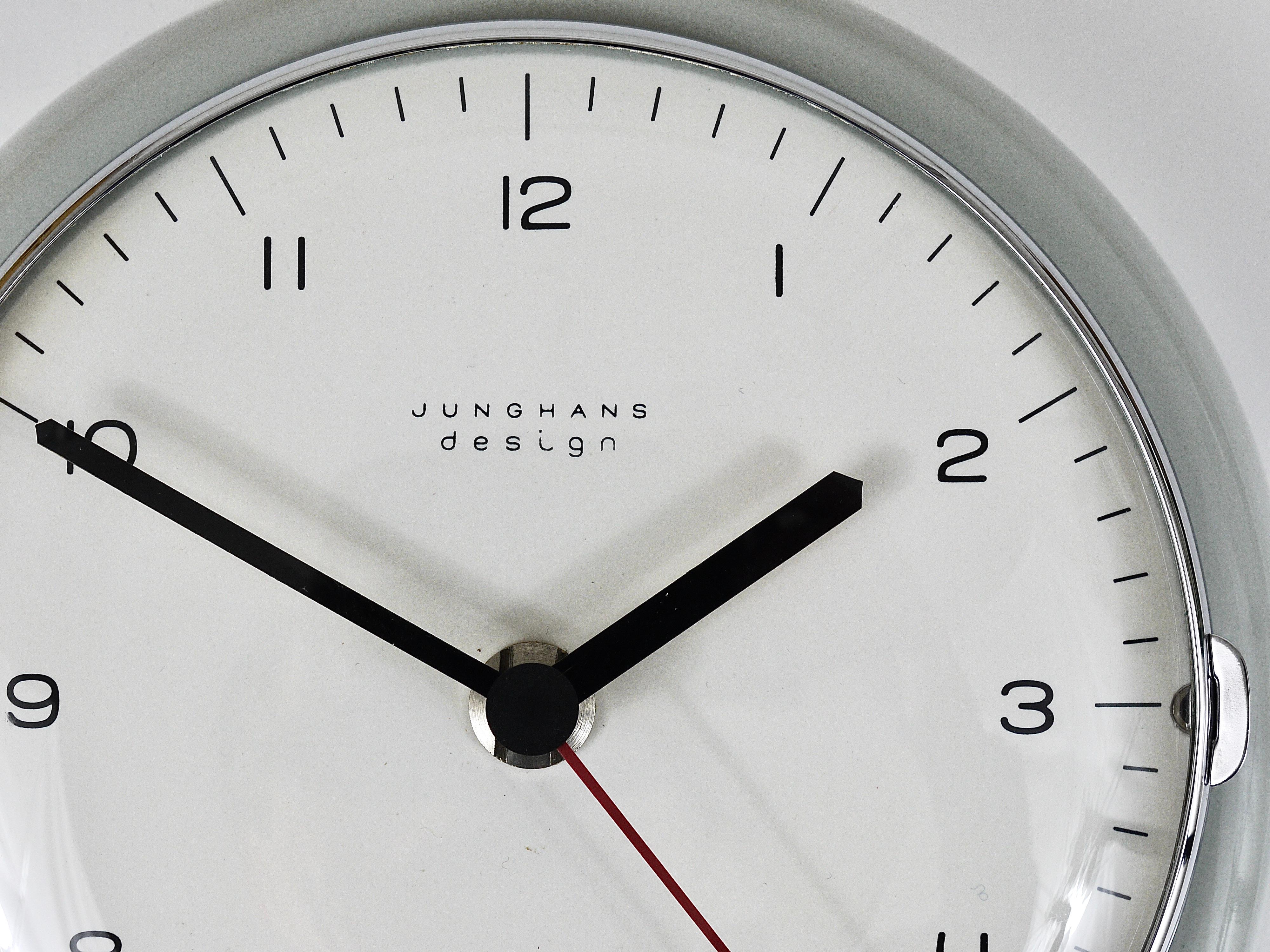 Metal Gray Max Bill Midcentury Wall Clock by Junghans Germany, 1950s