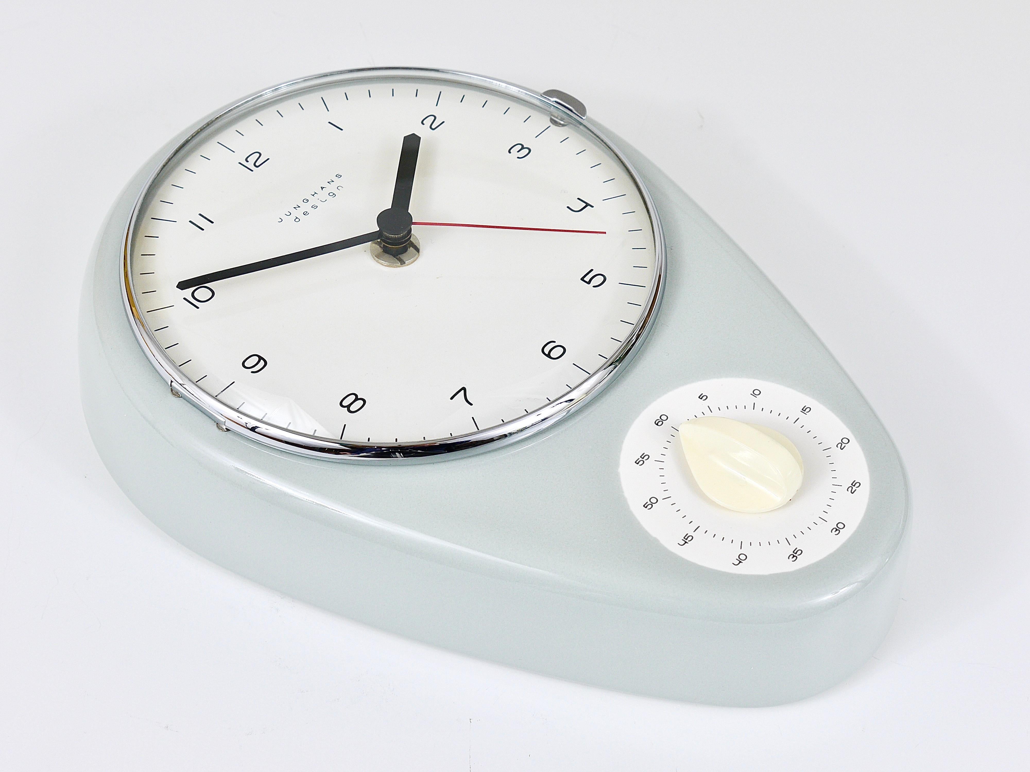 Mid-Century Modern Gray Max Bill Midcentury Wall Clock by Junghans Germany, 1950s For Sale