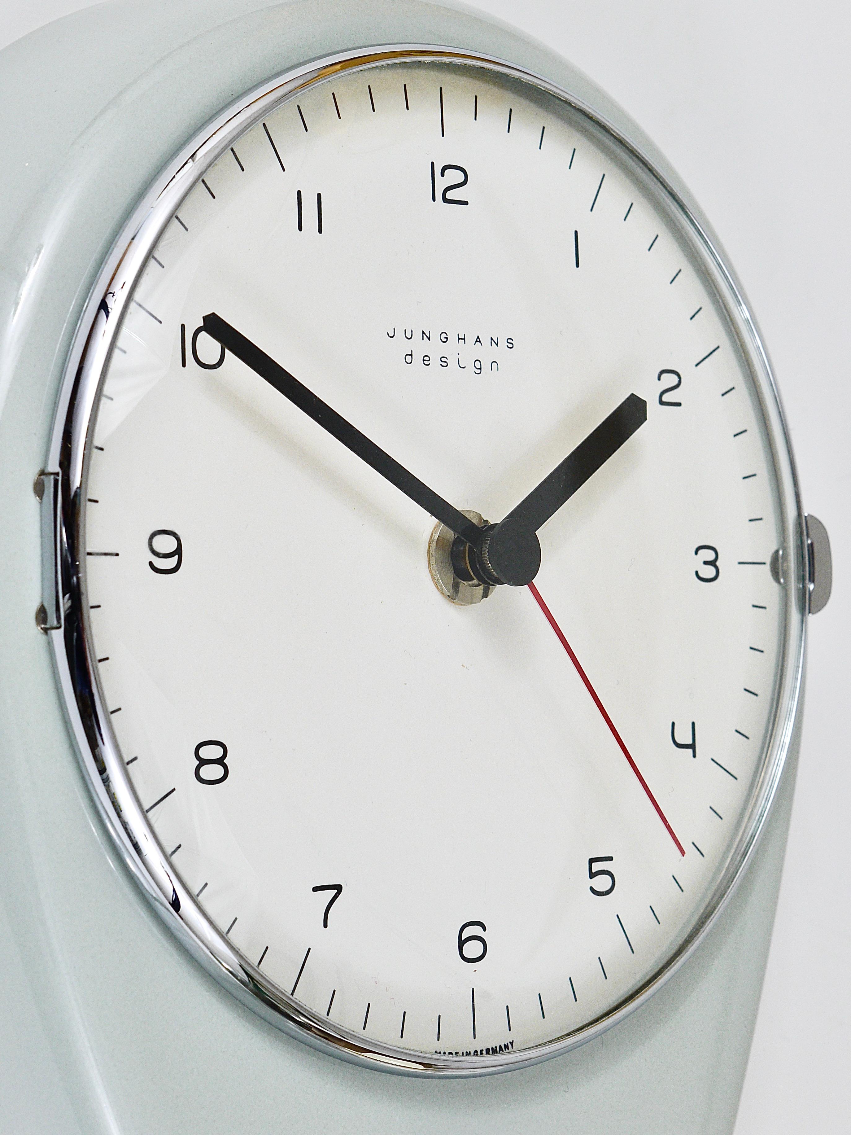Glazed Gray Max Bill Midcentury Wall Clock by Junghans Germany, 1950s For Sale