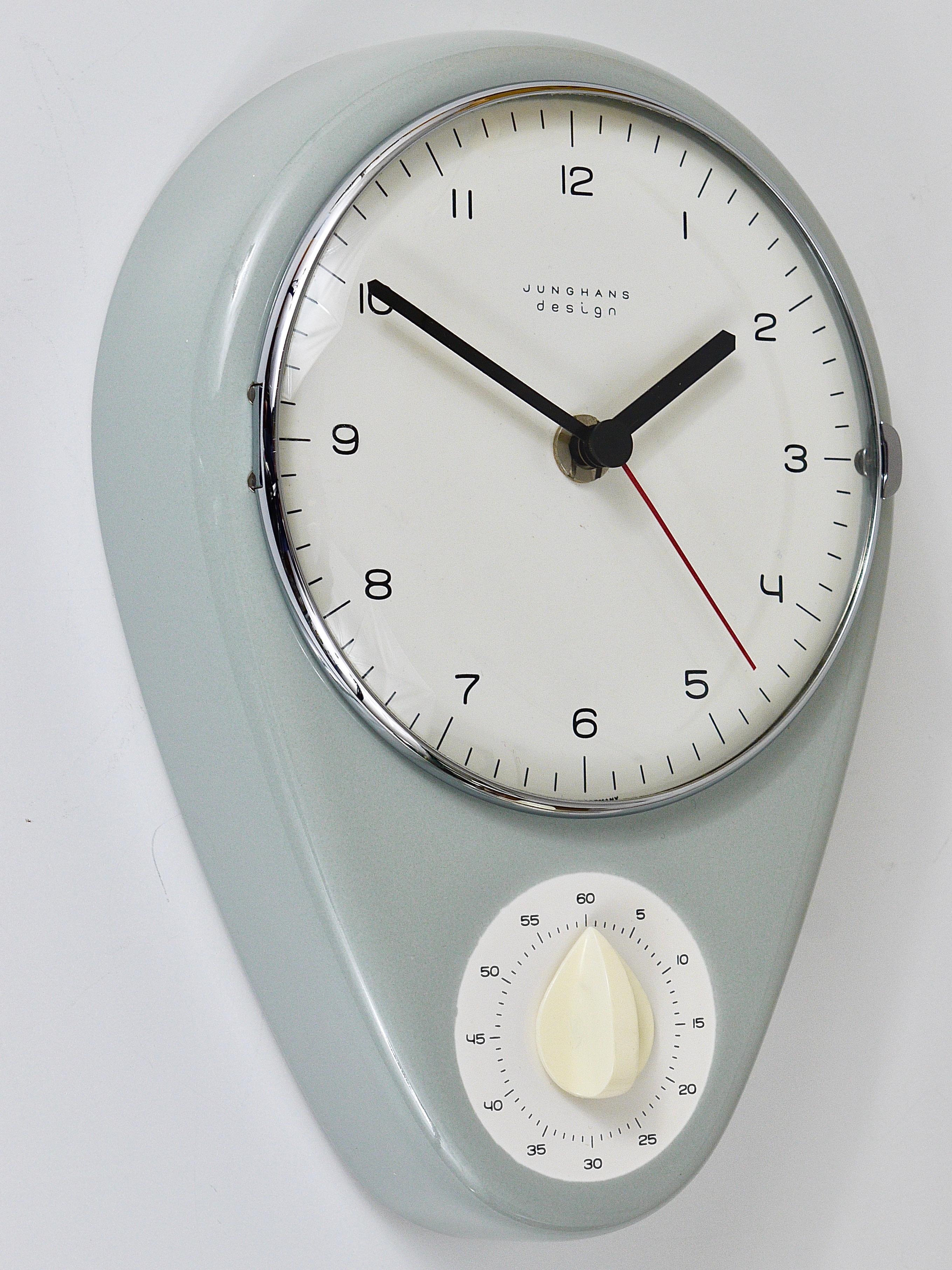 Metal Gray Max Bill Midcentury Wall Clock by Junghans Germany, 1950s For Sale