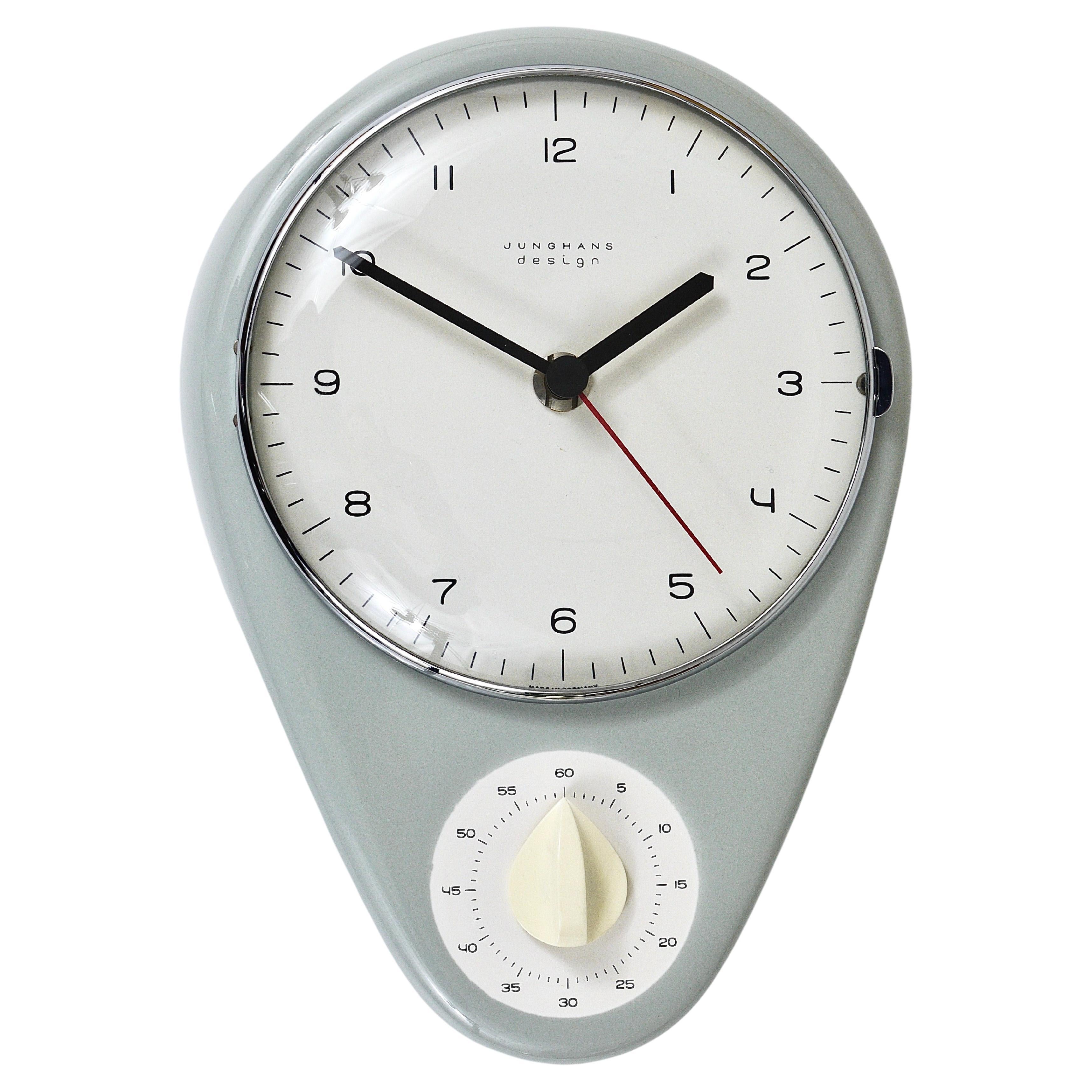 Gray Max Bill Midcentury Wall Clock by Junghans Germany, 1950s