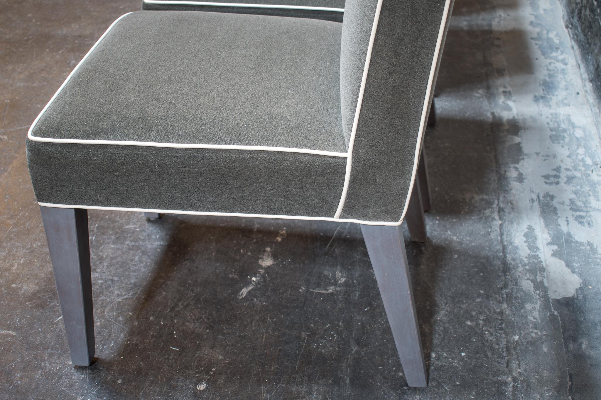 Modern Gray Melange Upholstered Nils Dining Chairs, Showroom Samples, Set of 4 For Sale