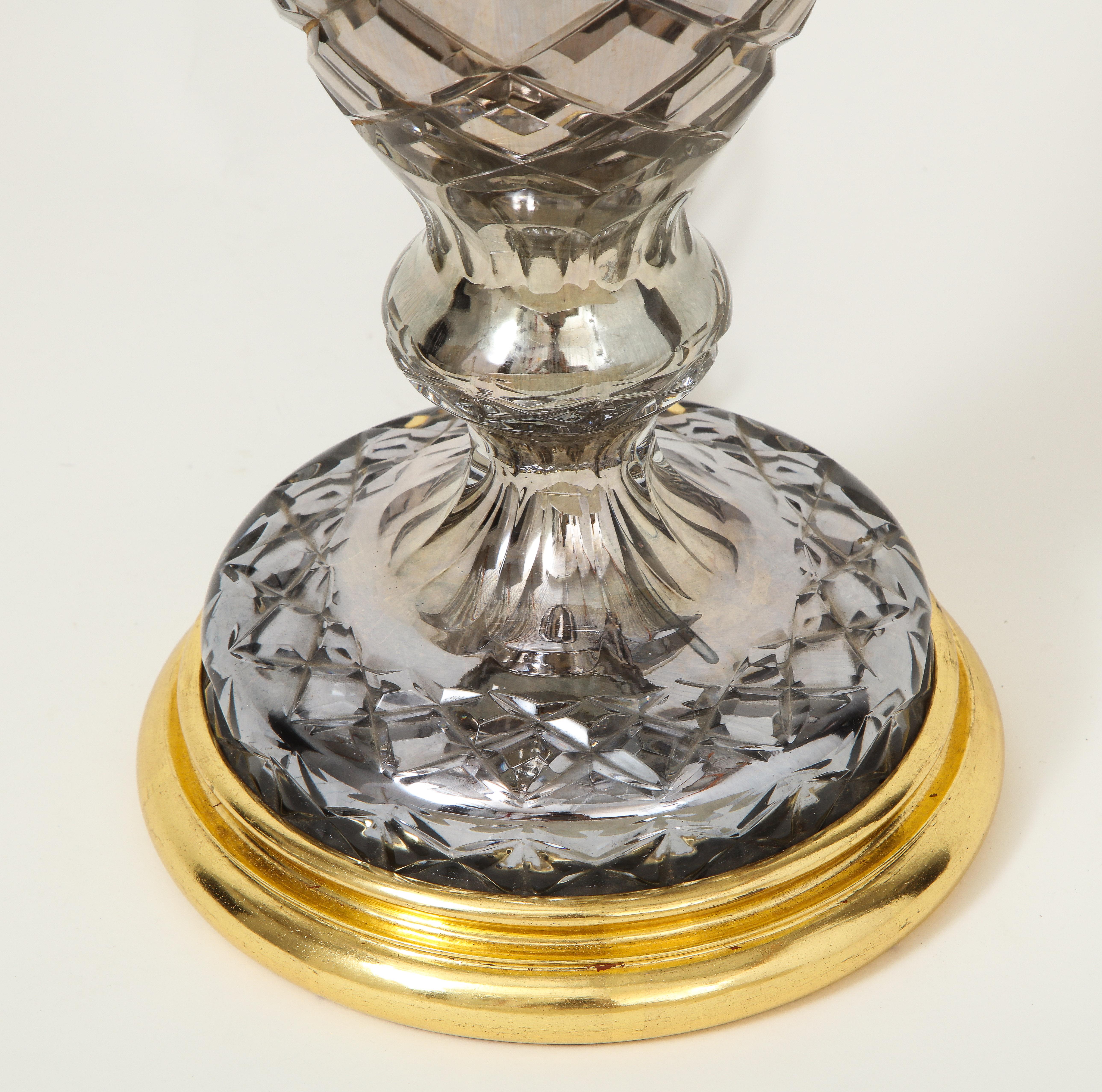 American Gray Mercury Glass and Gilt Table Lamp For Sale
