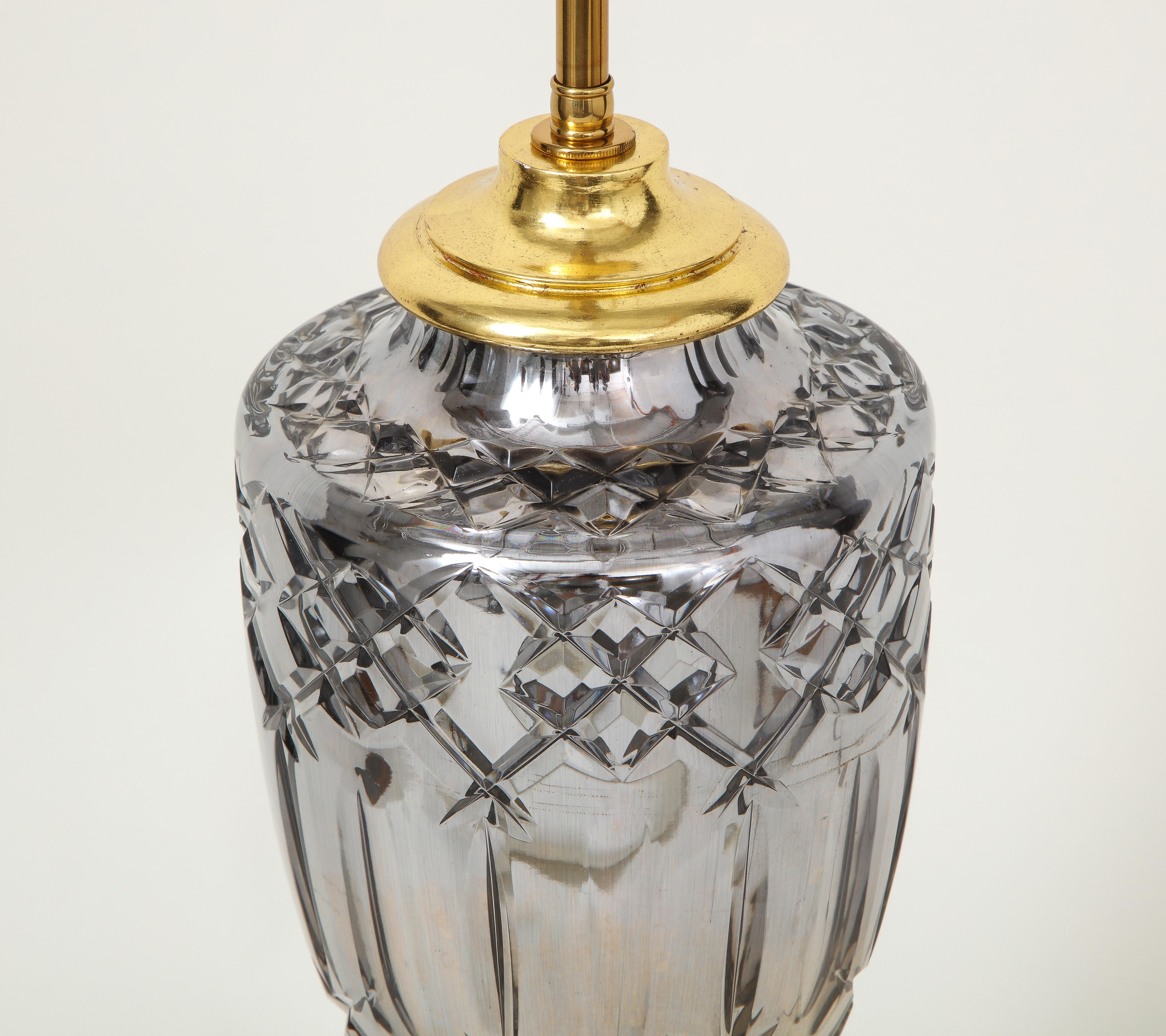 Graues Quecksilberglas und vergoldete Tischlampe (20. Jahrhundert) im Angebot