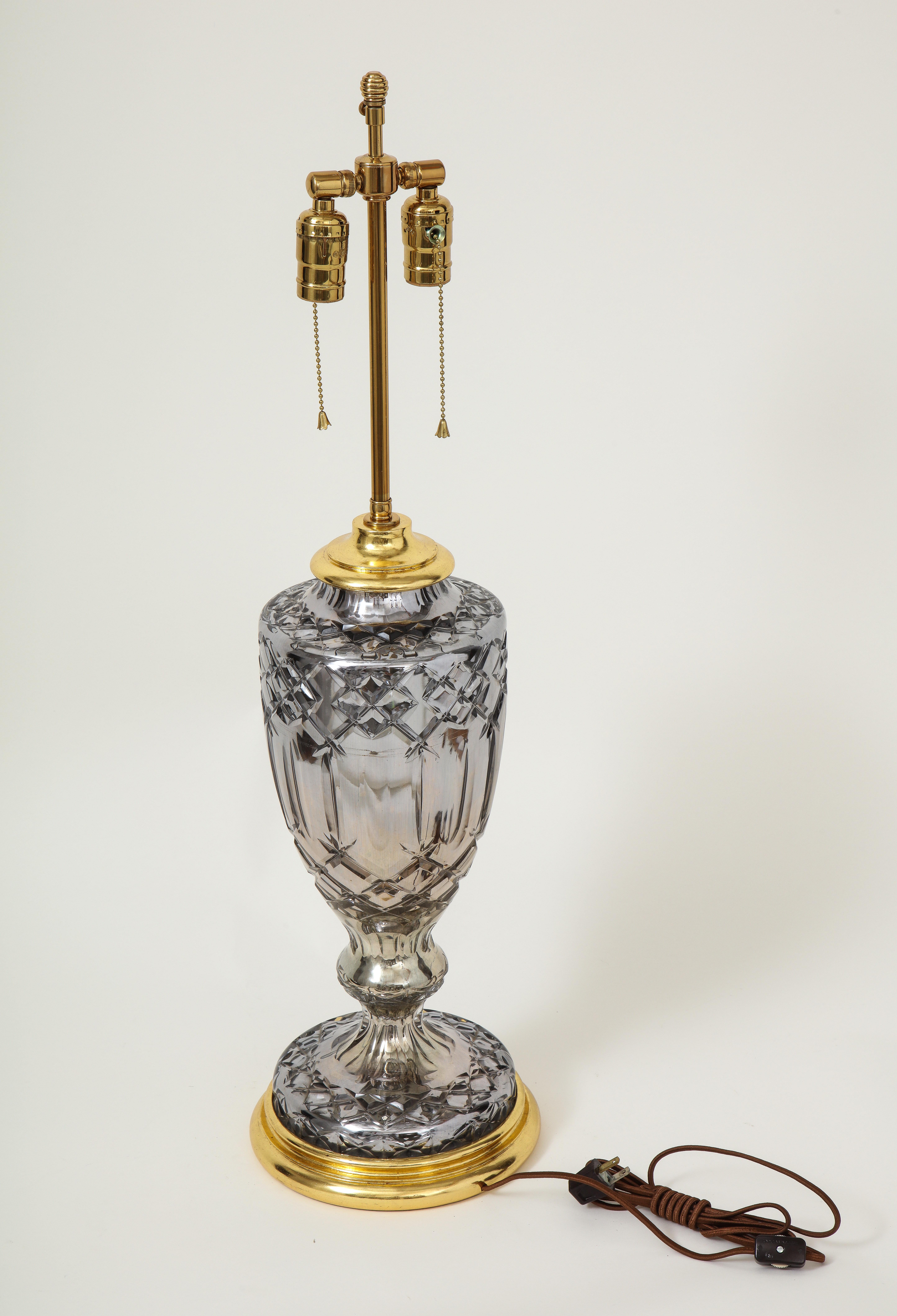 Gray Mercury Glass and Gilt Table Lamp For Sale 2