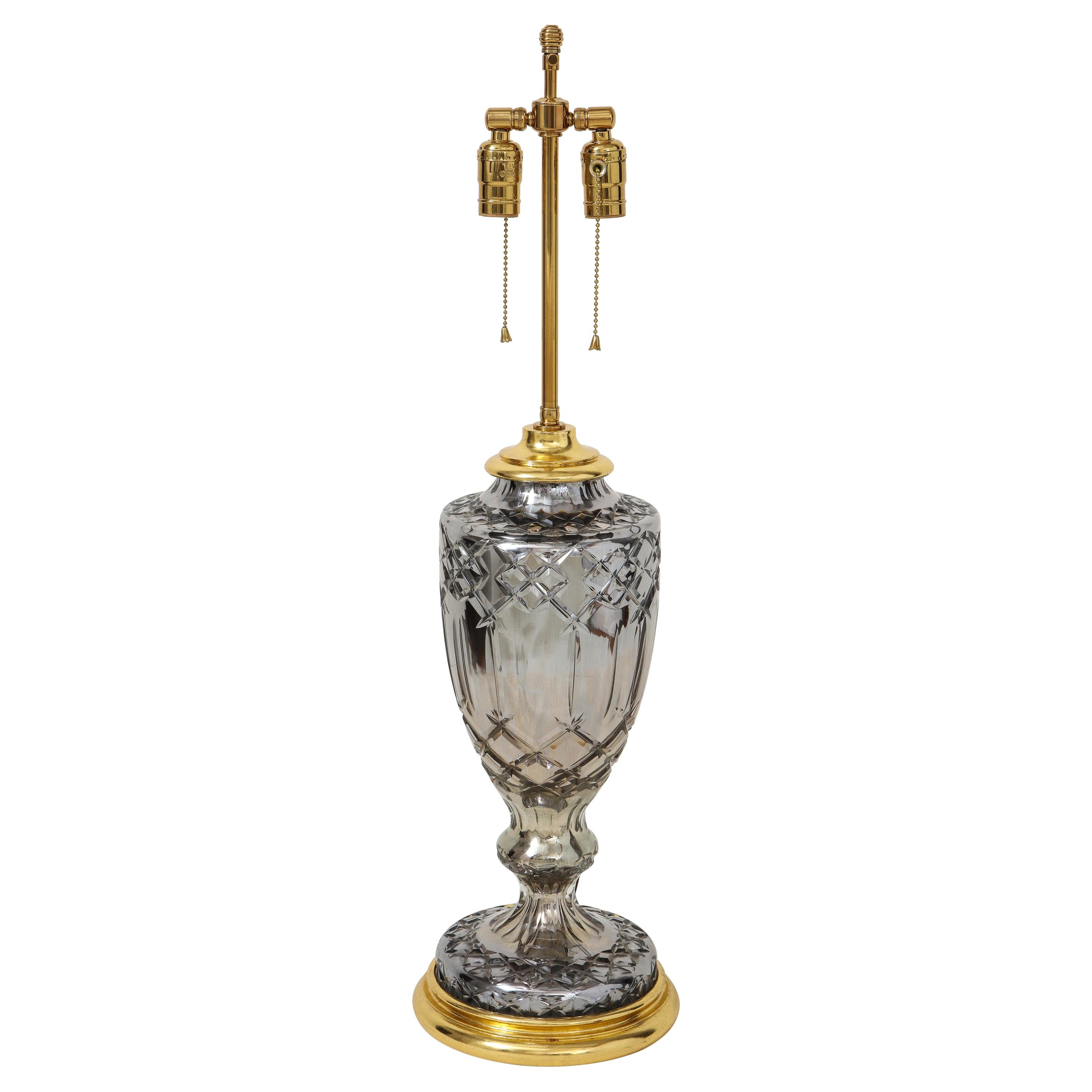 Gray Mercury Glass and Gilt Table Lamp For Sale