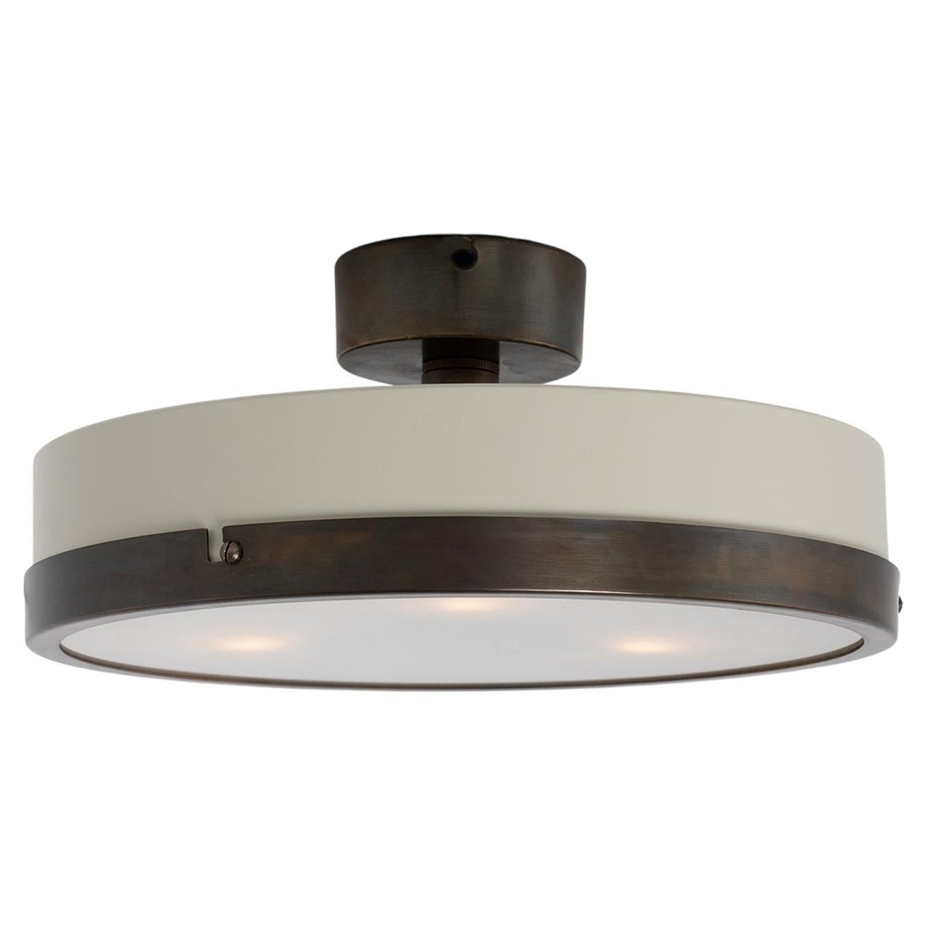 Cream Metal and Satin Glass Ceiling Mount, Made in Italy