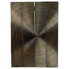 Gray Metal Circle Design 4 Fold Screen