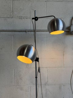 Lampada da terra in metallo grigio, stile Mid-Century Modern