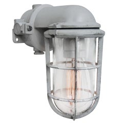 Gray Metal Industrial Clear Glass Sconce Wall Lamp by Industria Rotterdam