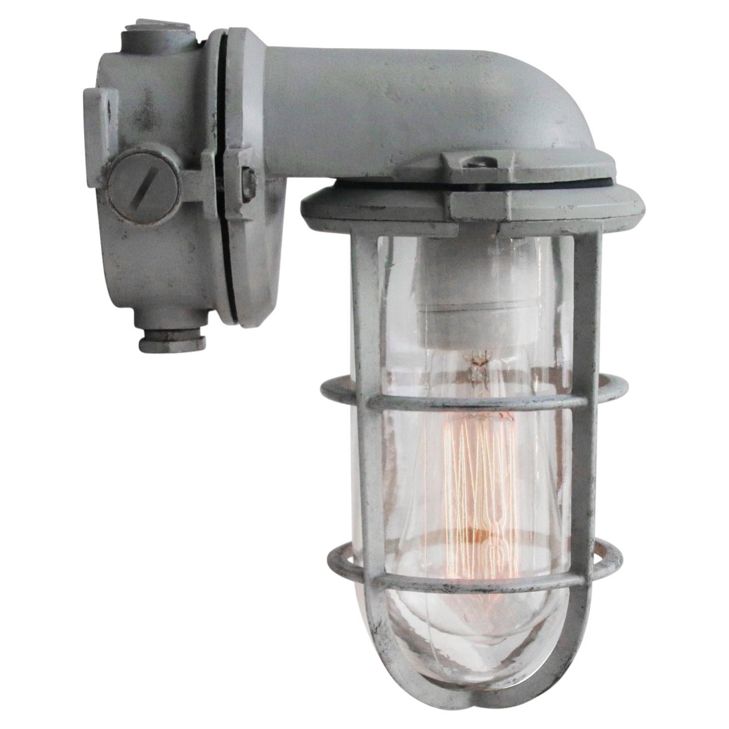 Gray Metal Industrial Clear Glass Sconce Wall Lamp by Industria Rotterdam