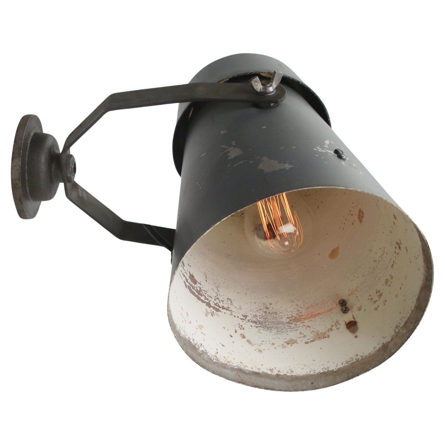 Gray Metal Vintage Industrial Cast Iron Scones Wall Lights For Sale