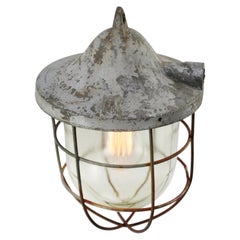 Gray Metal Vintage Industrial Clear Glass Cage Pendant Lamp