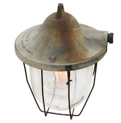 Gray Metal Vintage Industrial Clear Glass Cage Pendant Lamp