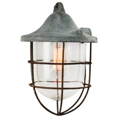 Gray Metal Vintage Industrial Clear Glass Cage Pendant Lamp