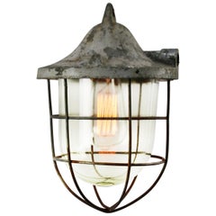 Gray Metal Vintage Industrial Clear Glass Cage Pendant Lamp