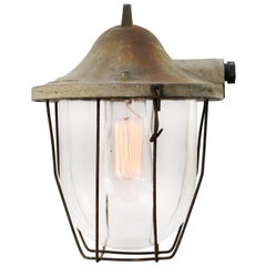 Gray Metal Vintage Industrial Clear Glass Cage Pendant Lamp