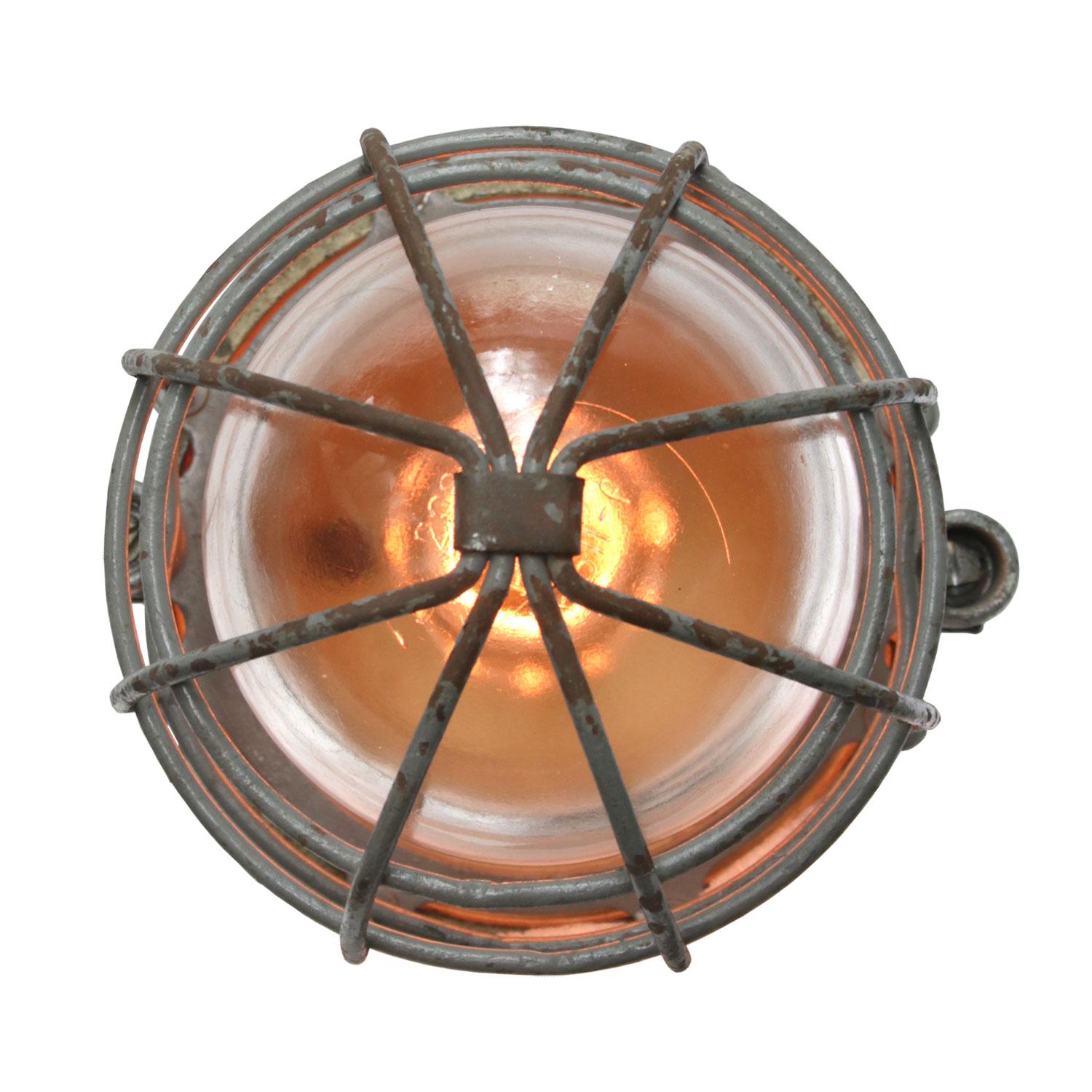 Vintage European Industrial pendant. Cast aluminium top. Clear glass.

Weight: 2.7 kg / 6 lb

Priced per individual item. All lamps have been made suitable by international standards for incandescent light bulbs, energy-efficient and LED bulbs.