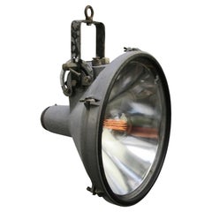 Lampe à suspension industrielle en métal gris vintage avec verre transparent par Philips