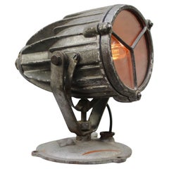 Vintage Industrielle Vintage-Tischlampe aus grauem Metall mit Klarglasflecken