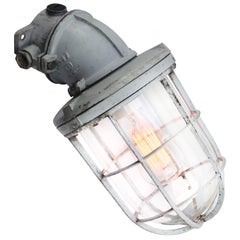 Gray Metal Vintage Industrial Clear Glass Wall Lamp by Industria Rotterdam