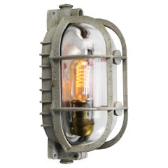 Gray Metal Vintage Industrial Clear Glass Wall Lamp Scone