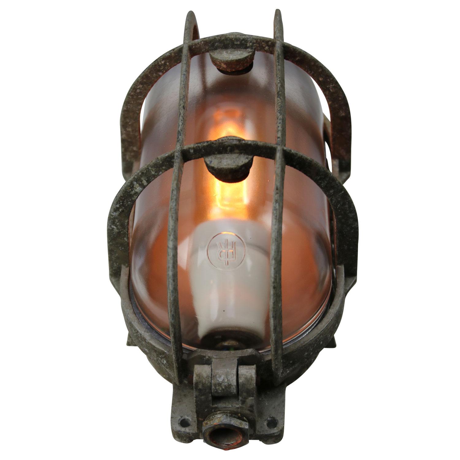 Dutch Gray Metal Vintage Industrial Clear Glass Wall Lamp Scones