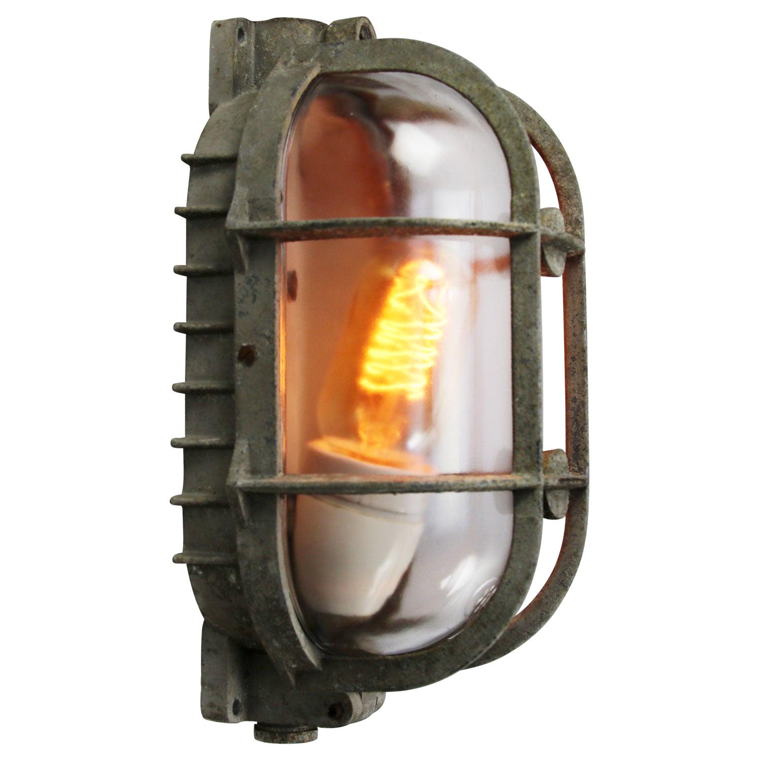 Gray Metal Vintage Industrial Clear Glass Wall Lamp Scones