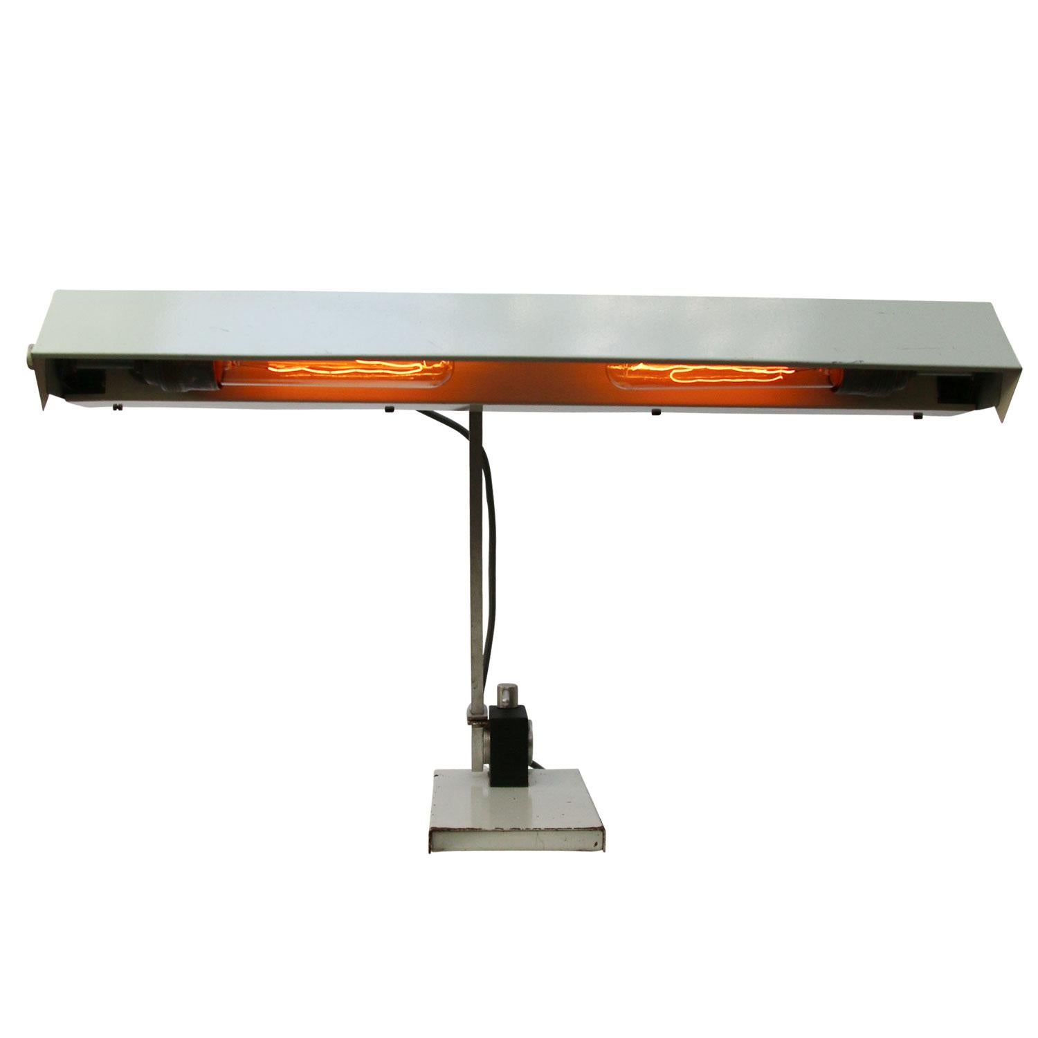 Gray Metal Vintage Industrial Double Desk Tabel Light In Good Condition In Amsterdam, NL