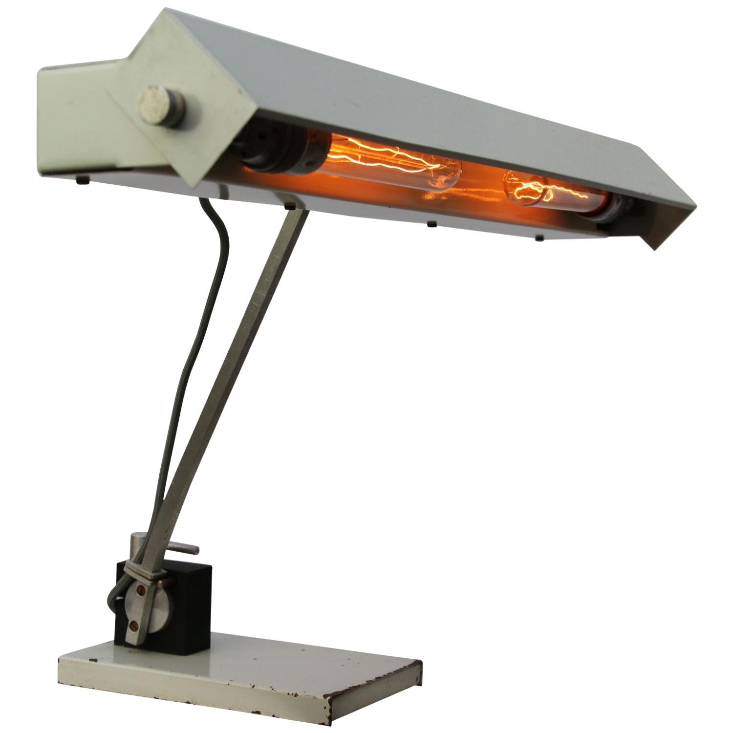 Gray Metal Vintage Industrial Double Desk Tabel Light